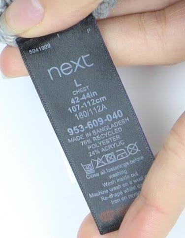 Next Men’s Grey Full Zip Jumper L - Acrylic Wool Blend