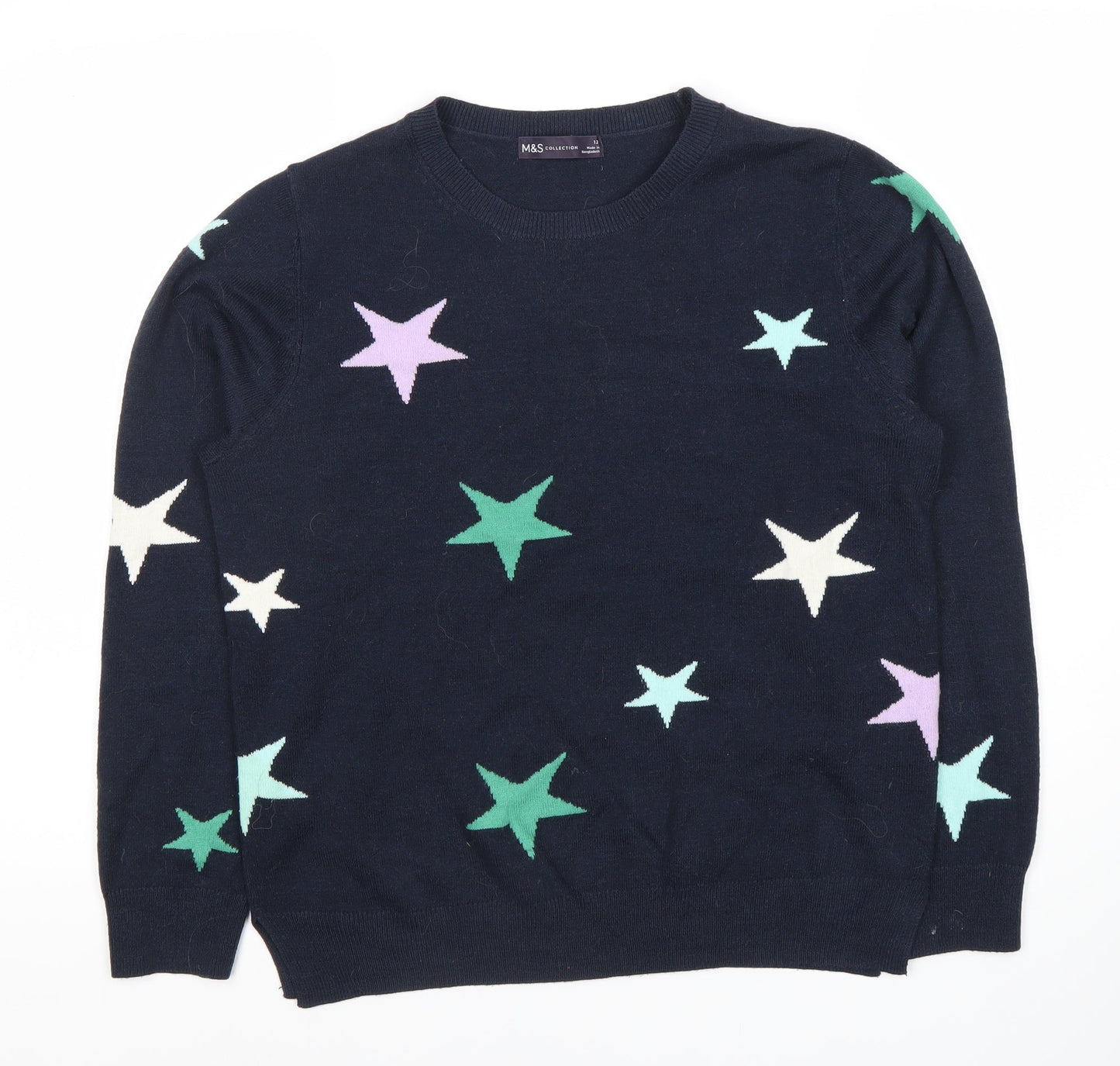 Womens UK Size 12 Marks and Spencer Blue Pullover Jumper