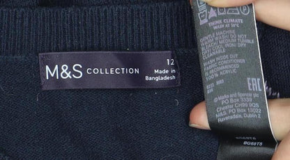 Womens UK Size 12 Marks and Spencer Blue Pullover Jumper