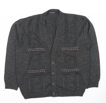 Woodville Men's Grey Cardigan, L, Button Accents