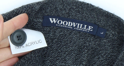 Woodville Men's Grey Cardigan, L, Button Accents