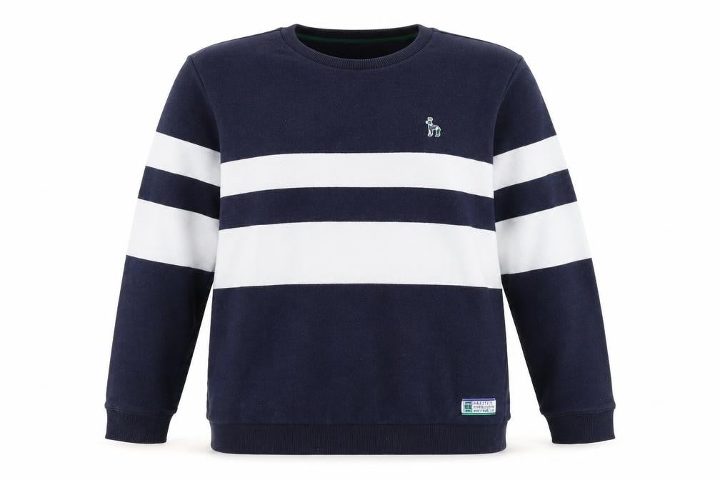 Front view of Hazzys Blue Striped unisex sweatshirt, size 18