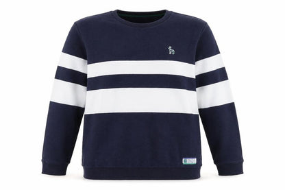 Front view of Hazzys Blue Striped unisex sweatshirt, size 18