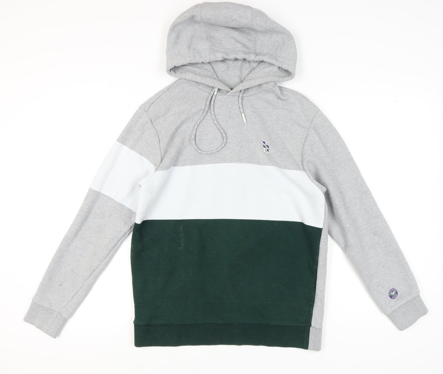 HAZZYS Men's Grey Green Striped Pullover Hoodie