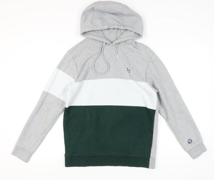 HAZZYS Men's Grey Green Striped Pullover Hoodie