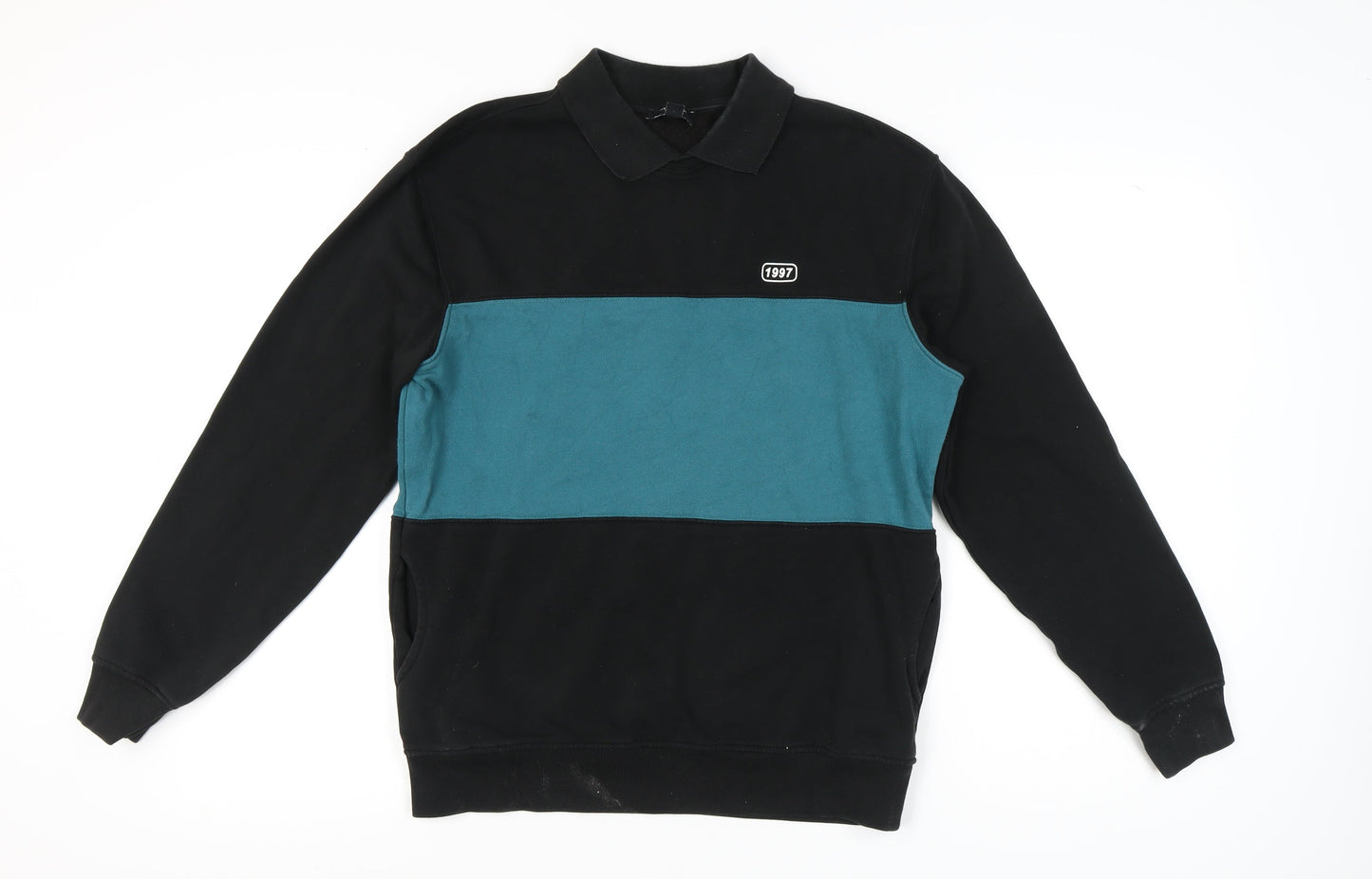 Mens UK Size XS New Look Black Collared Sweatshirt