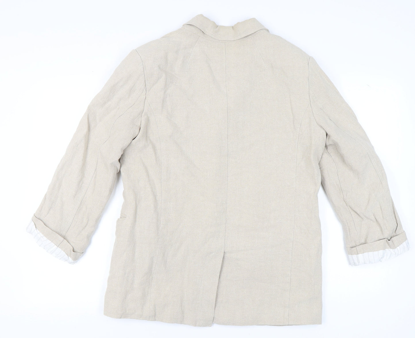 H&M Beige Women's Blazer, Size 12, Linen Blend, Lined