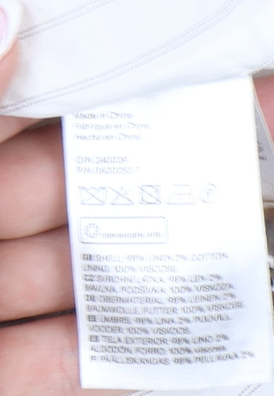 H&M Beige Women's Blazer, Size 12, Linen Blend, Lined