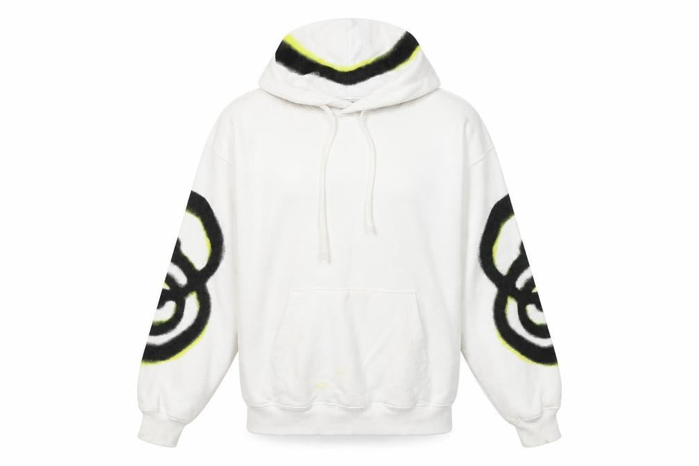 Front view of Zara unisex white pullover hoodie, size S, cotton blend