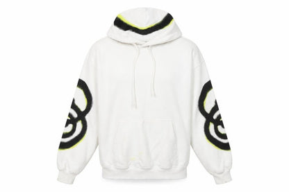 Front view of Zara unisex white pullover hoodie, size S, cotton blend