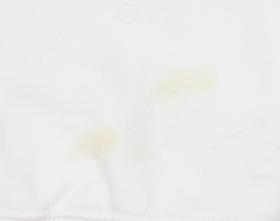 Zara Unisex White Pullover Hoodie, Size S, Cotton Blend
