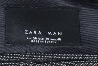 Zara Man Grey Check Blazer, Men's, Size 40, Excellent