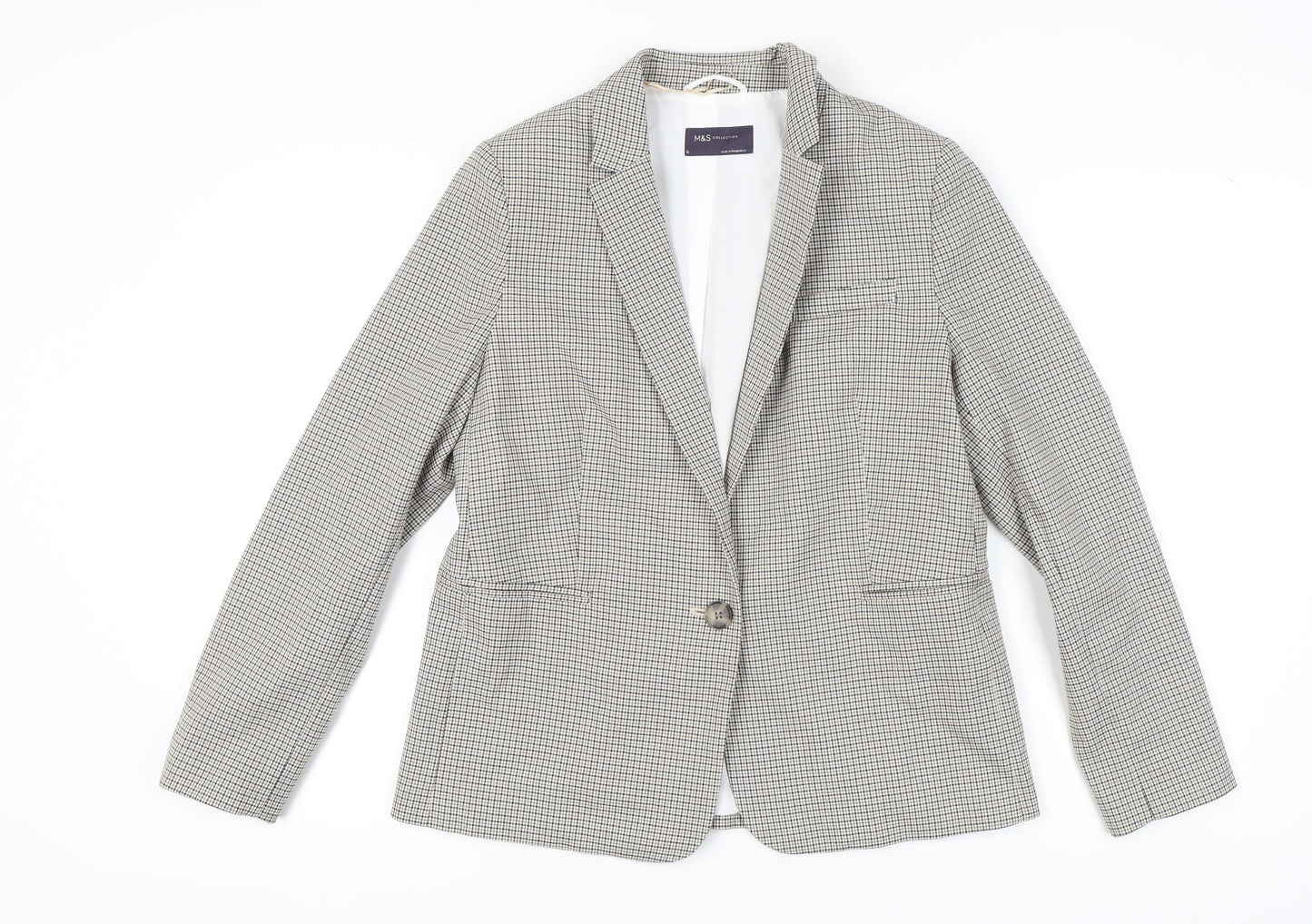 Marks and Spencer Women's Check Blazer, Size 12, Multicoloured