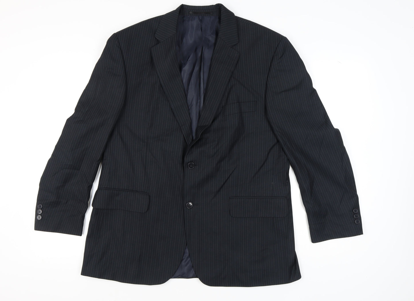 Vaughan Davies Men's Blue Striped Blazer, Size 42S Excellent