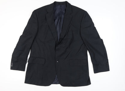 Vaughan Davies Men's Blue Striped Blazer, Size 42S Excellent