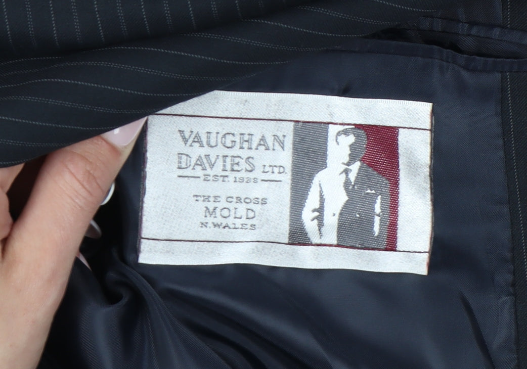 Vaughan Davies Men's Blue Striped Blazer, Size 42S Excellent