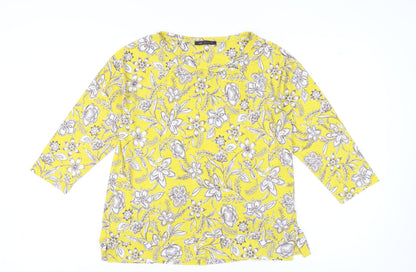 Marks and Spencer Women's Yellow Floral Top Size 16