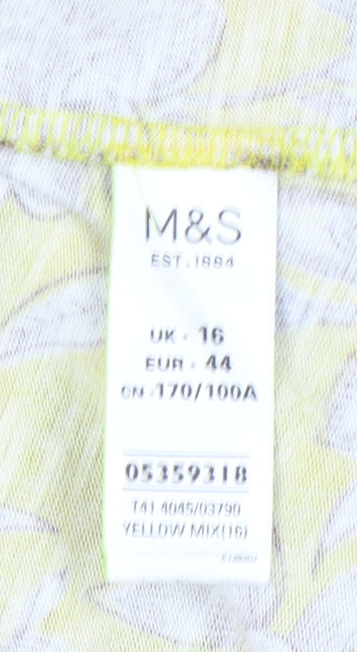 Marks and Spencer Women's Yellow Floral Top Size 16