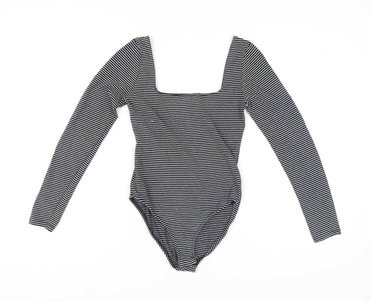 Miss Selfridge Women's Black Striped Bodysuit, Size 12