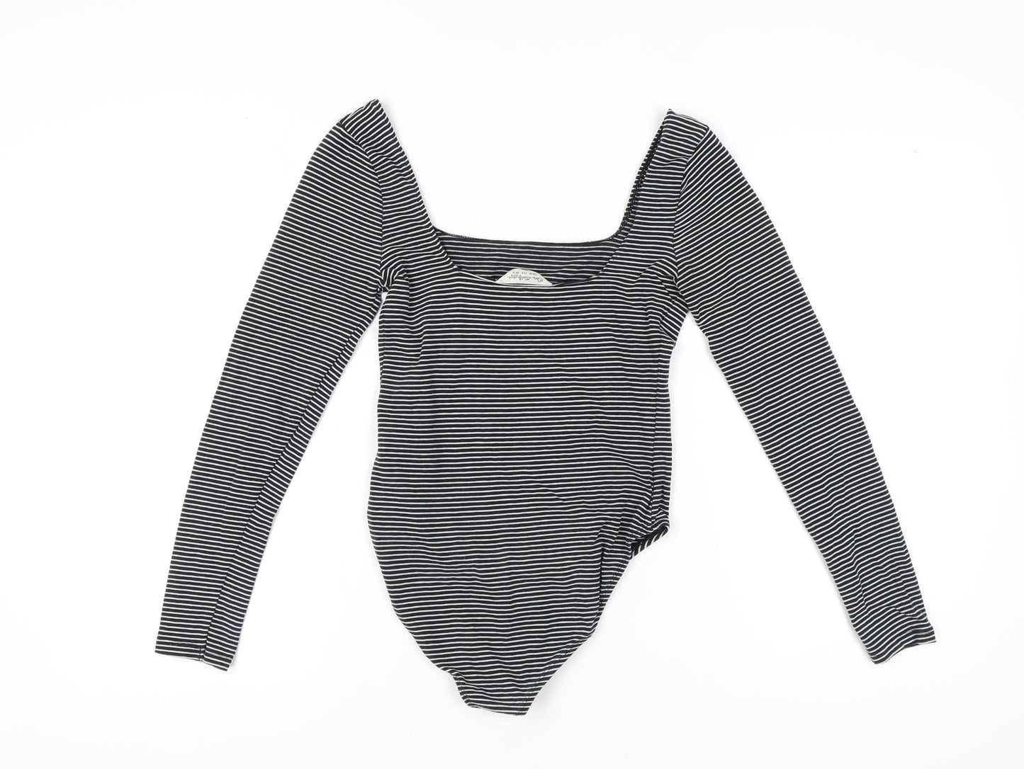 Miss Selfridge Women's Black Striped Bodysuit, Size 12