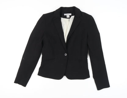 H&M Women's Black Blazer Size 6 Regular Notched