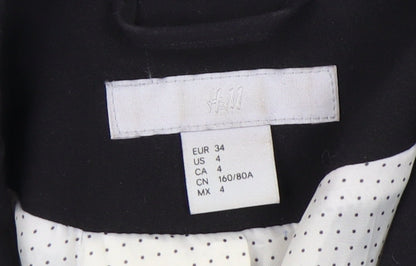 H&M Women's Black Blazer Size 6 Regular Notched