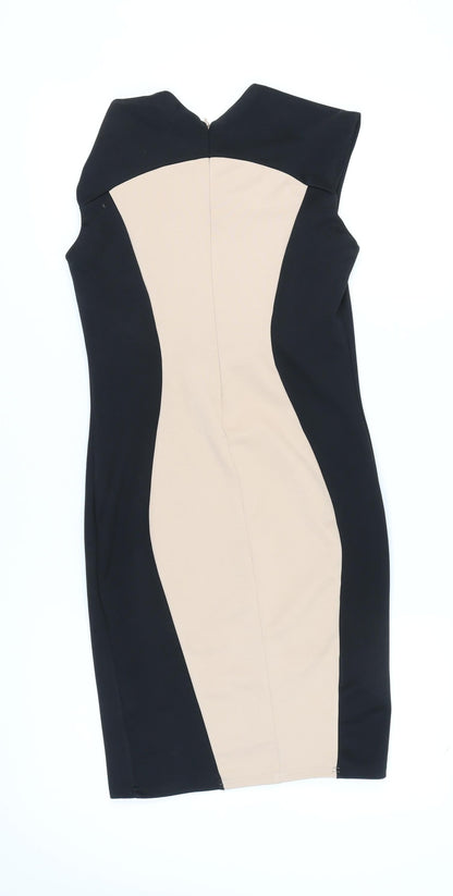 Amy Childs Collection Women's Black Beige Bodycon Dress 10