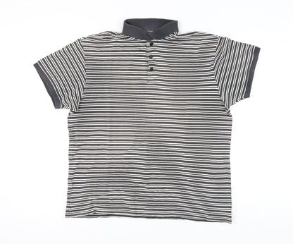 Zantos Men's Black Striped Polo Shirt L Cotton