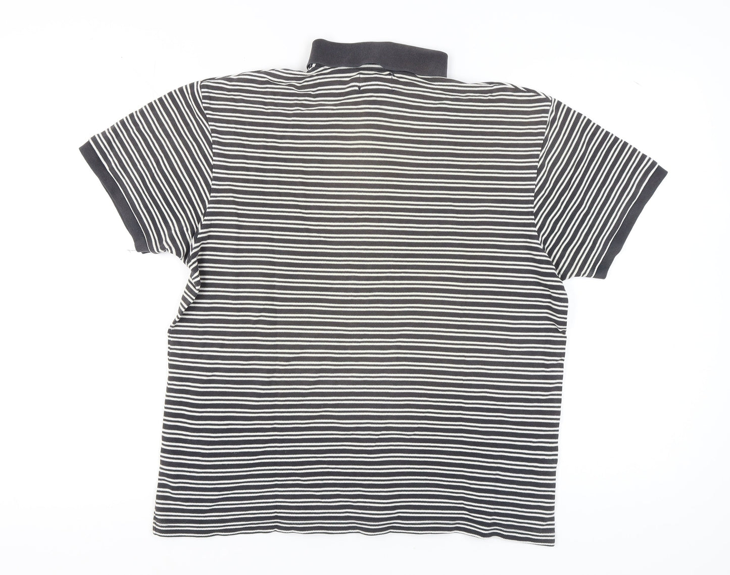 Zantos Men's Black Striped Polo Shirt L Cotton