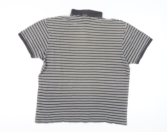 Zantos Men's Black Striped Polo Shirt L Cotton