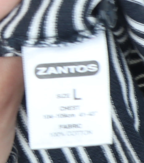 Zantos Men's Black Striped Polo Shirt L Cotton