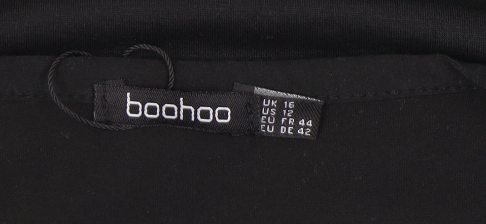 Boohoo Women's Black Beige Animal Print T-Shirt Size 16