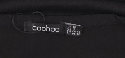 Boohoo Women's Black Beige Animal Print T-Shirt Size 16