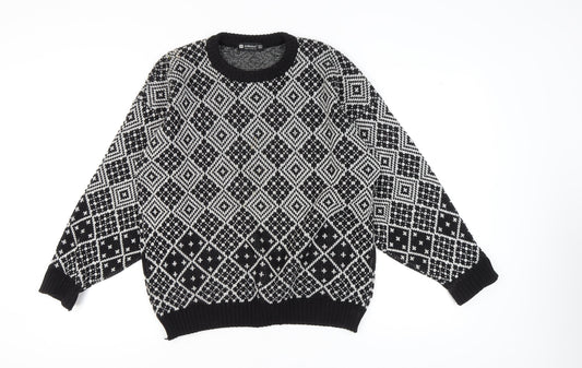 St Michael Men's Black L Geometric Pullover Jumper