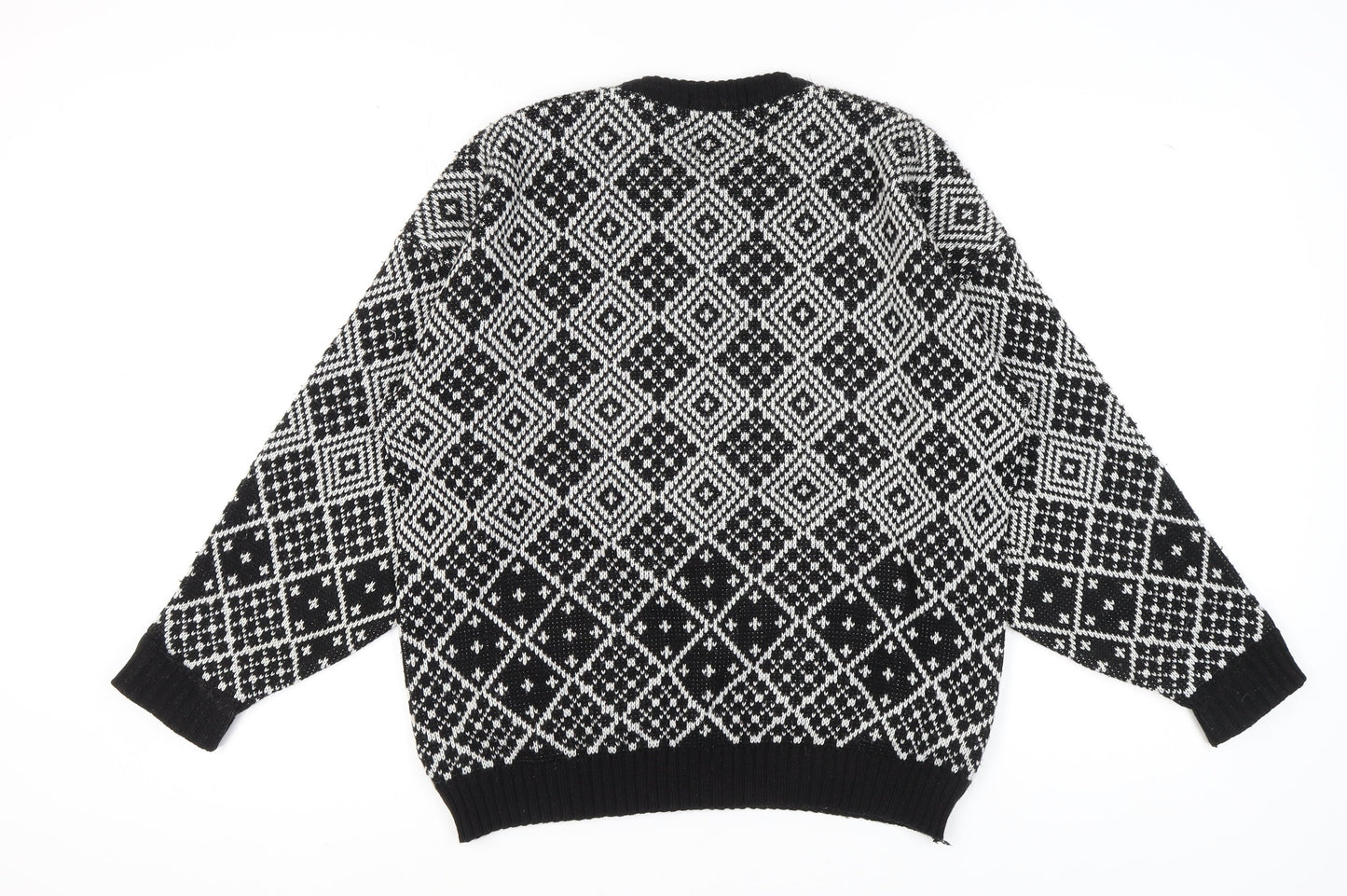 St Michael Men's Black L Geometric Pullover Jumper