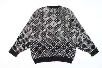 St Michael Men's Black L Geometric Pullover Jumper
