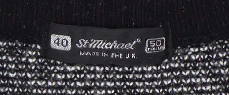 St Michael Men's Black L Geometric Pullover Jumper