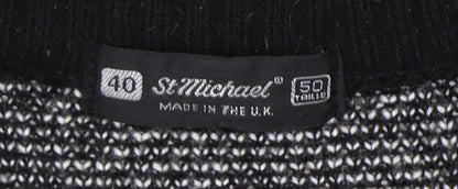 St Michael Men's Black L Geometric Pullover Jumper