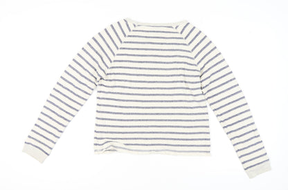 Topshop Women Ivory Striped Sweatshirt Size 10 Pullover