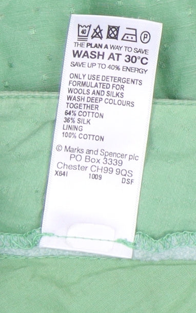 Marks and Spencer Women's Green A-Line Skirt, Size 10