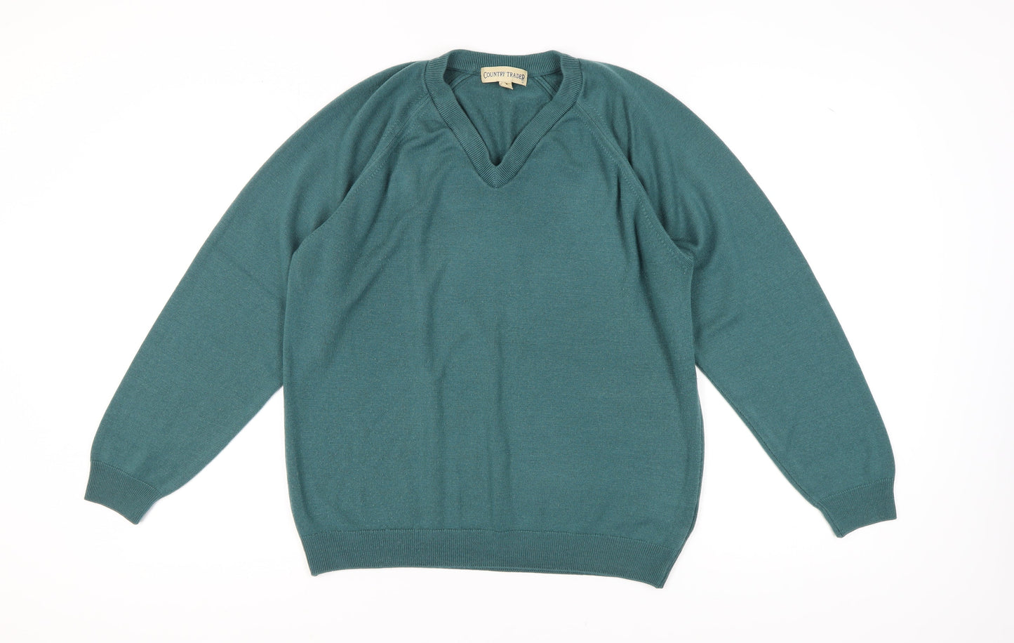 Country Trader Men's Green M V-Neck Pullover Jumper