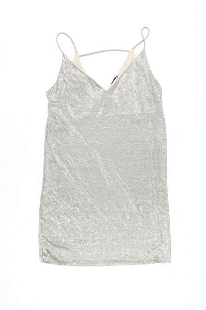 River Island Women's Silver Slip Dress Size 10