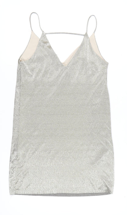 River Island Women's Silver Slip Dress Size 10