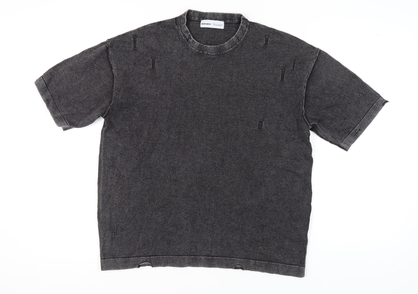 Bershka Unisex Grey Jersey T-Shirt, Size 12, Casual Style