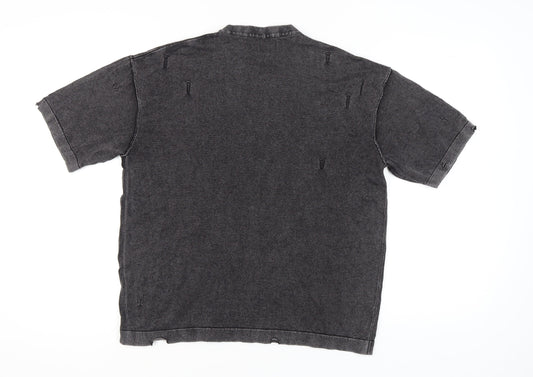 Bershka Unisex Grey Jersey T-Shirt, Size 12, Casual Style