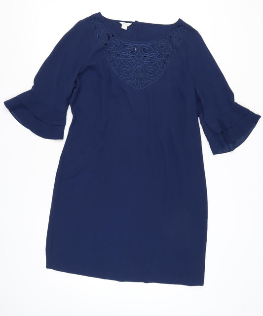 Monsoon Women's Blue Shift Dress, Size 18, Flared Sleeves