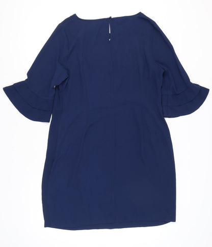 Monsoon Women's Blue Shift Dress, Size 18, Flared Sleeves