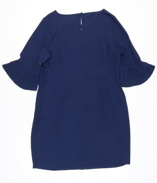 Monsoon Women's Blue Shift Dress, Size 18, Flared Sleeves