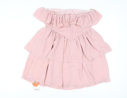 Cider Women's Pink Off Shoulder Ruffle Dress L