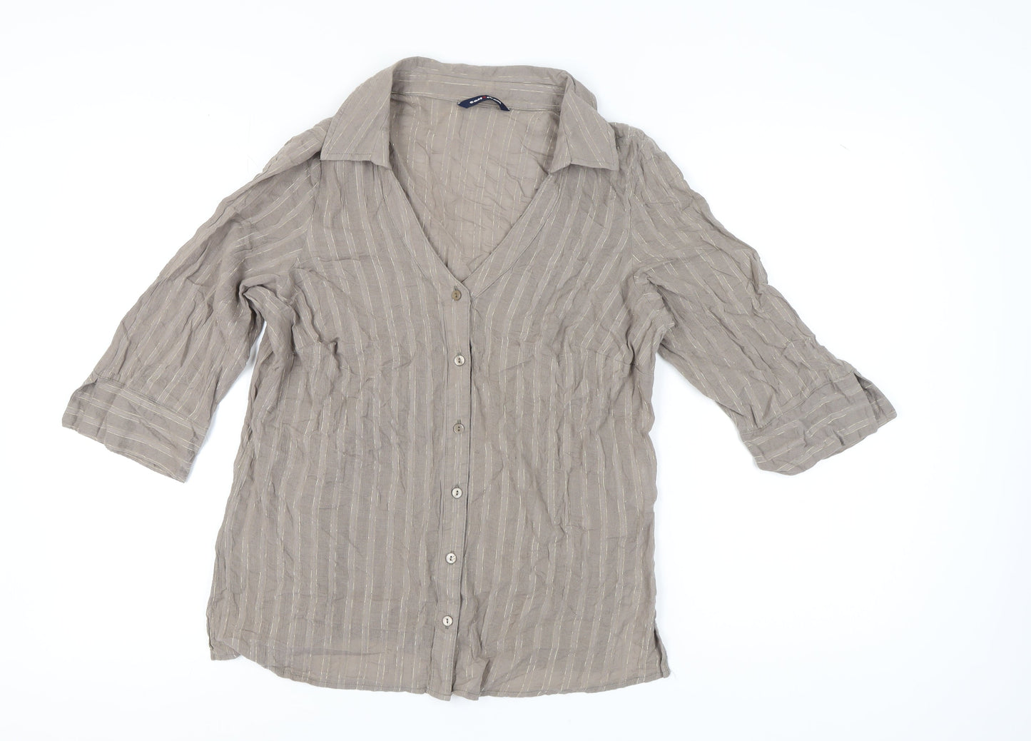 Womens UK Size 18 Evans Beige Basic Button-Up